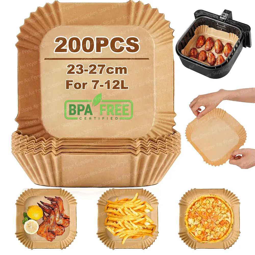Papier Cuisson Air Fryer Jetable Carré 23 cm Lot de 200 Pièces Air Fryer