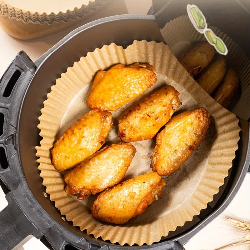 Papier Cuisson Air Fryer Jetable Lot de 200 Rond et Carré Air Fryer