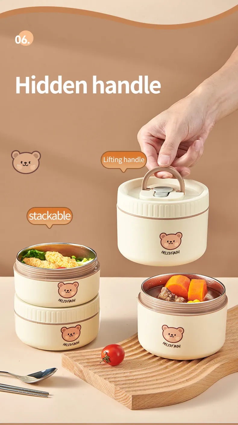Ensemble de 2 Lunchbox cylindriques isothermes pour enfants (1 litre) Lunchbox