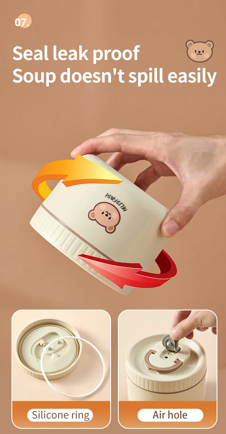 Lunchbox cylindrique isotherme 1,4 litre pour enfants lunchbox