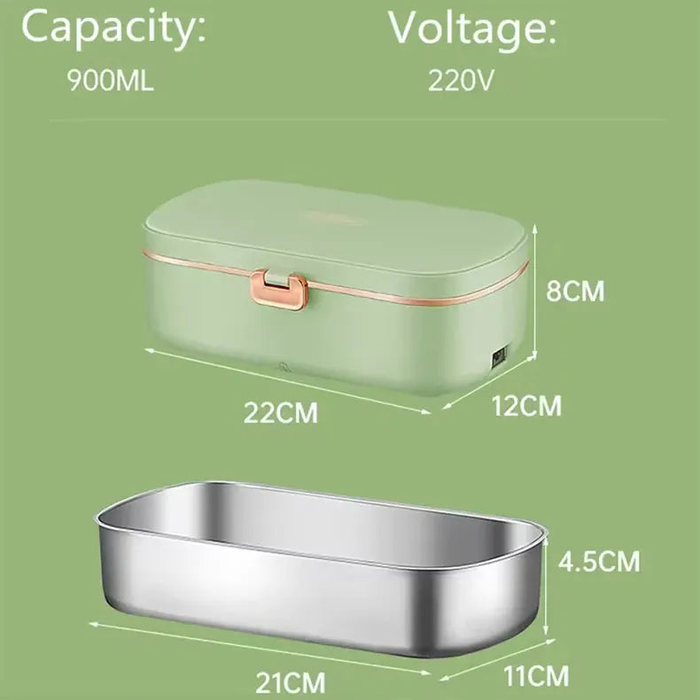 Lunch Box Chauffante Inox 304 Sans Eau 900 ml Bleue — Chauffage Sec 36 W lunchboxchauf