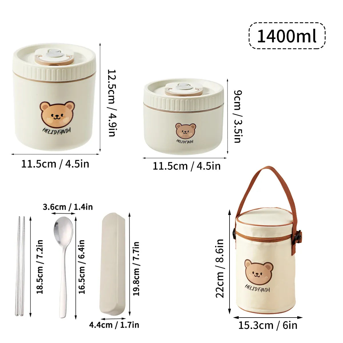 Ensemble de 2 Lunchbox cylindriques isothermes pour enfants (1 litre) Lunchbox