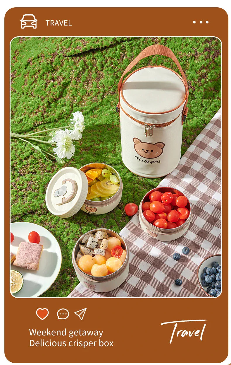 Lunchbox cylindrique isotherme 1,4 litre pour enfants lunchbox