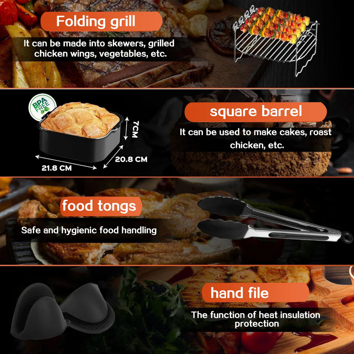 Moule Silicone Air Fryer Réutilisable Carré 22x21 cm - Lot de 1 Air Fryer
