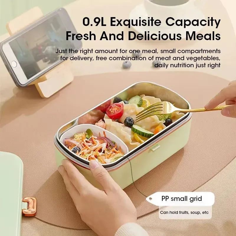 Lunch Box Chauffante Inox 304 Sans Eau 900 ml Bleue — Chauffage Sec 36 W lunchboxchauf