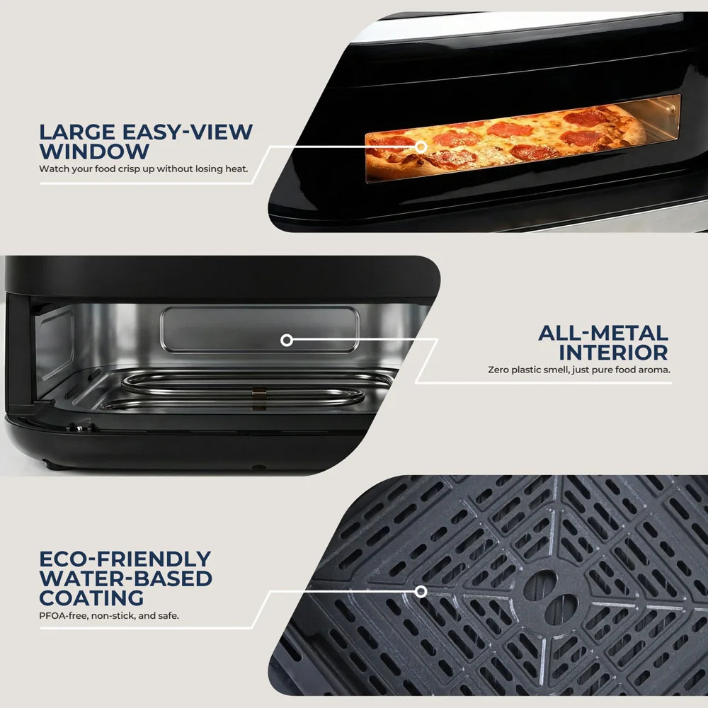 Fenêtre, cuve intérieure en métal et revêtement antiadhésif de l'air fryer four à pizza