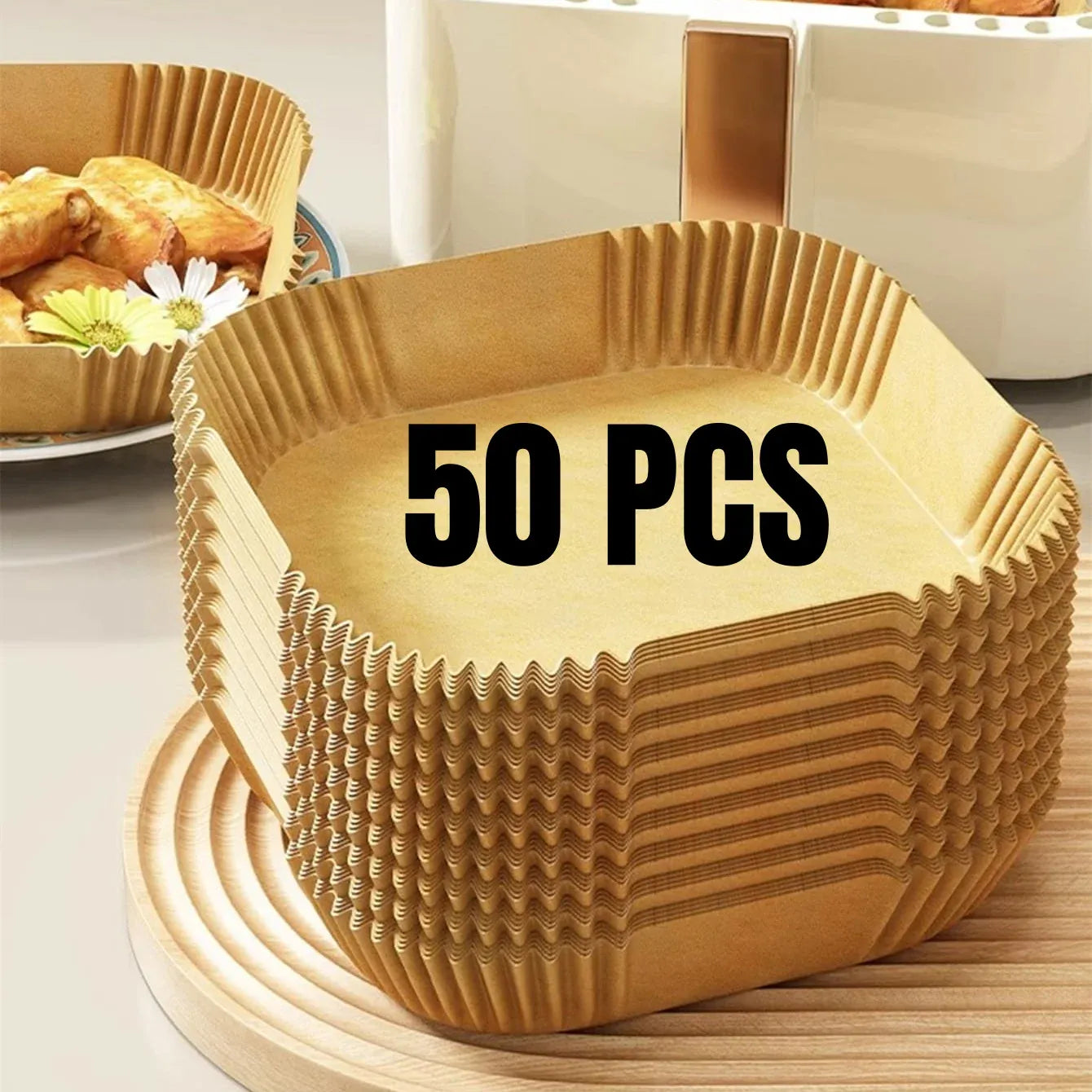 Papier Cuisson Air Fryer Jetable Antidérapant Rond - Lot de 200 Air Fryer