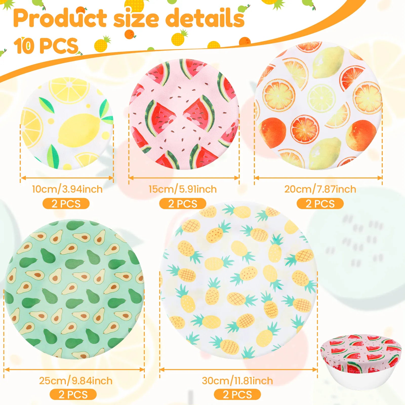 Couvercles Réutilisables Élastiques | Lot de 10 | Motifs Colorés far