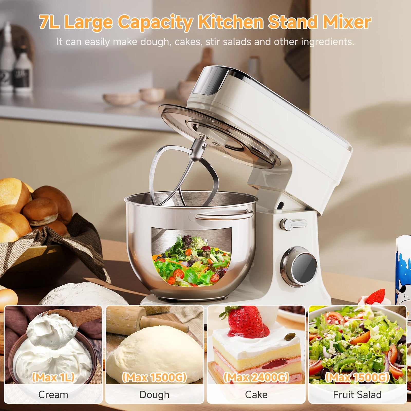 Tête basculante et ventouses du robot pâtissier 7 L