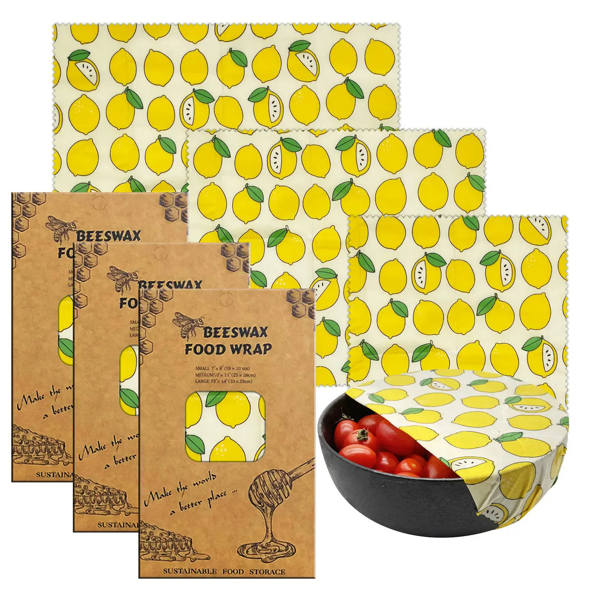 Film Alimentaire Cire d'Abeille Lot de 3 Feuilles Écologiques far