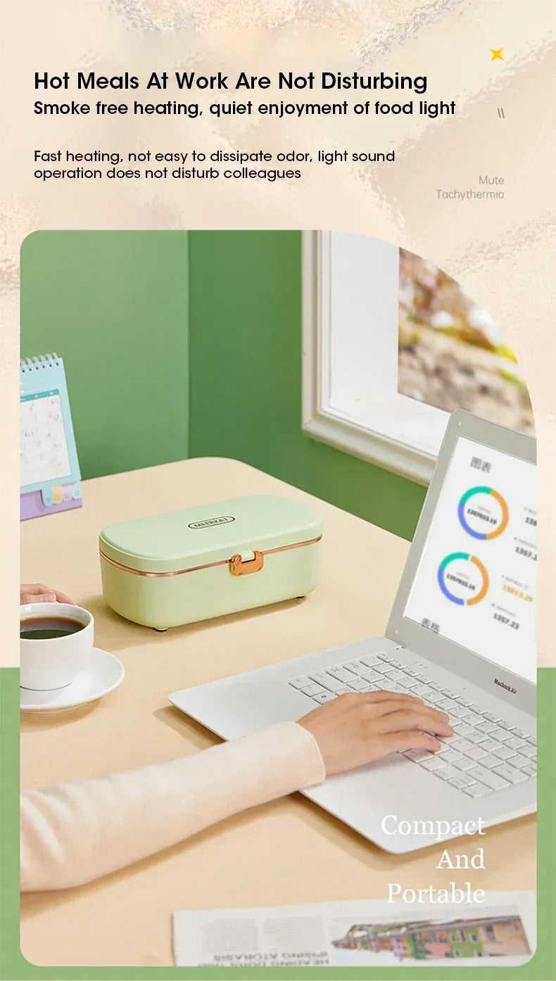 Lunch Box Chauffante Inox 304 Sans Eau 900 ml — Chauffage Sec 36 W - VERTE lunchboxchauf