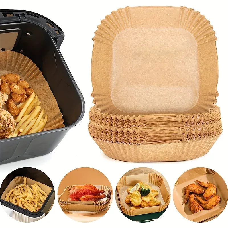 Papier Cuisson Air Fryer Jetable Lot de 200 Rond et Carré Air Fryer