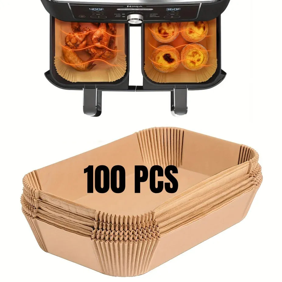 Papier Cuisson Air Fryer Jetable Lot de 200 Rond et Carré Air Fryer