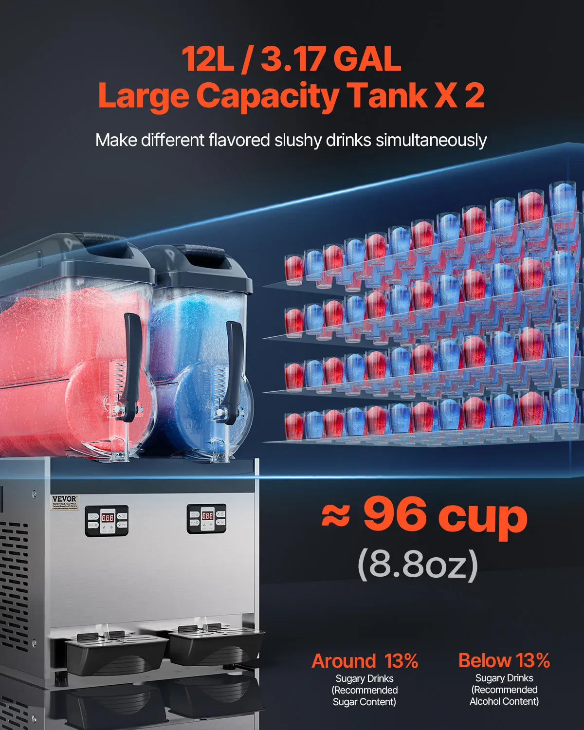 Machine à Granita Professionnelle 3×12 L — Triple Cuve, 144 Boissons machine a granita