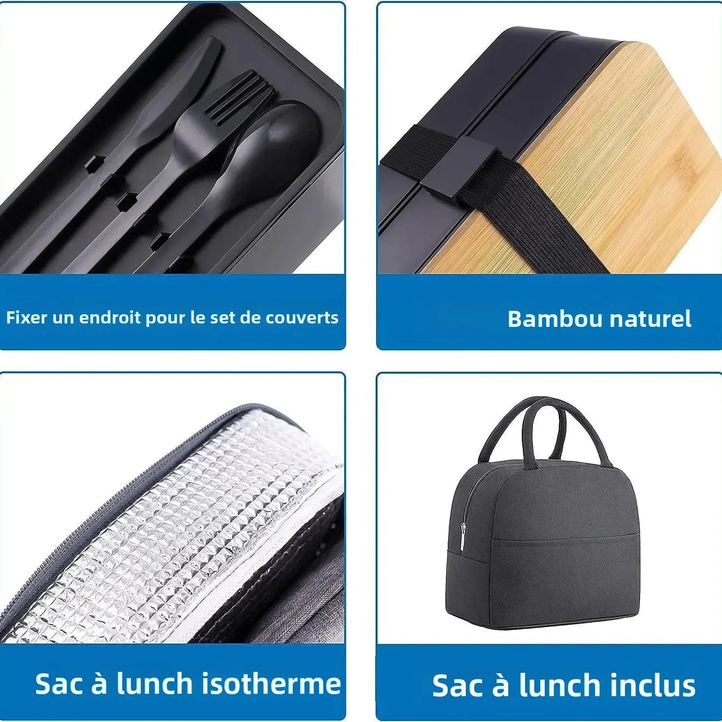 Bento 2 Étages en Plastique Écologique | Boîte à Lunch avec Couverts Bento