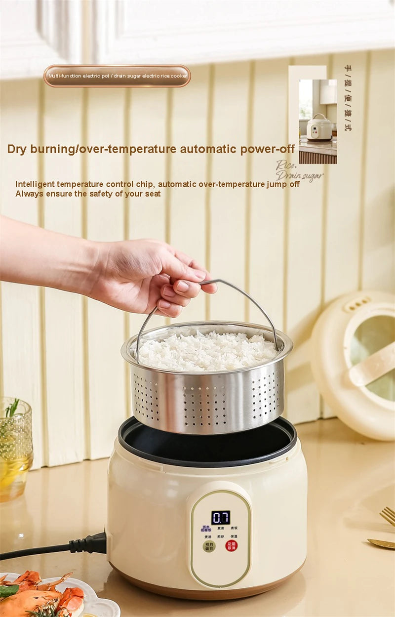 Panier égouttoir inox rempli de riz