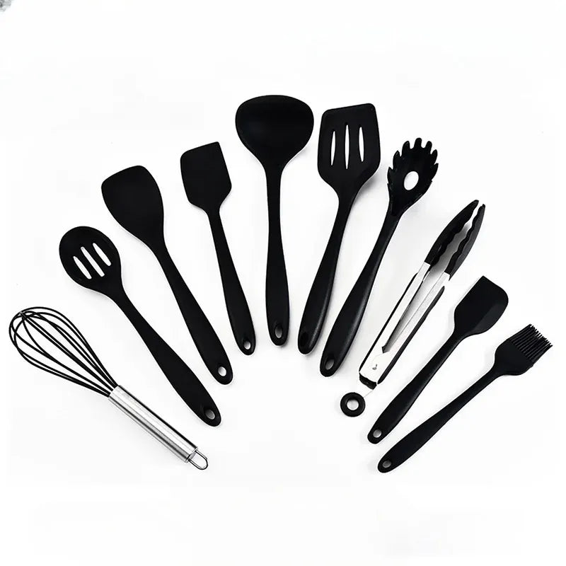 Set de 10 Ustensiles de Cuisine en Silicone Écologique et Résistant à la Chaleur