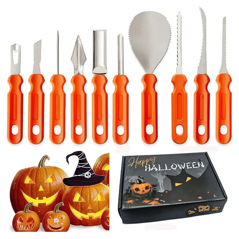 Kit de Sculptage de Citrouilles - Couteaux À Dentures Professionnels