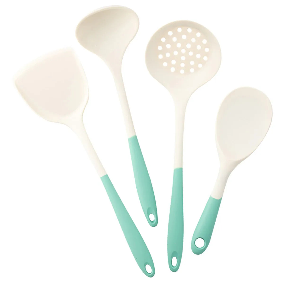 Set Ustensiles Silicone 4 pièces | Spatule Louche Cuillère à Soupe spatule en silicone
