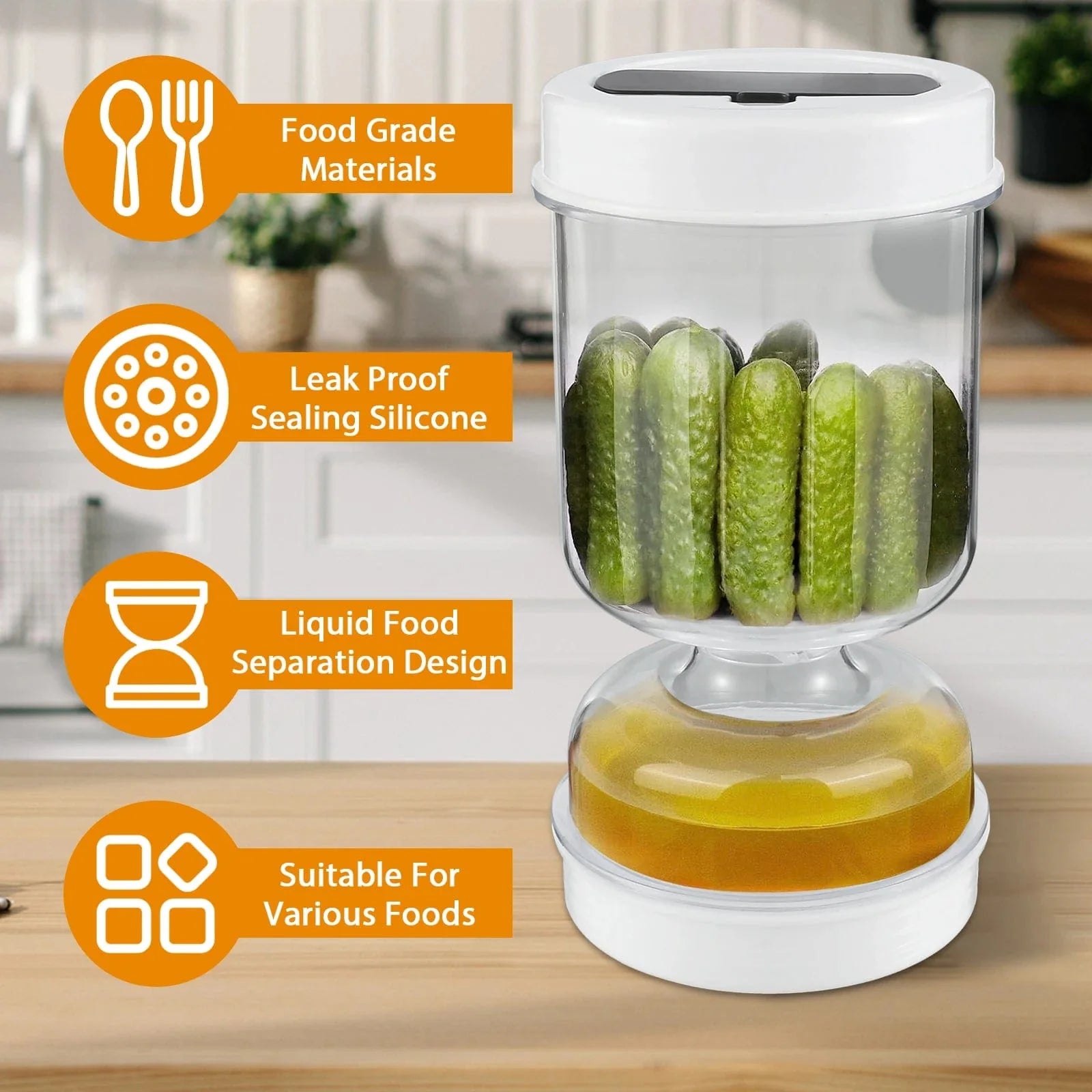 Distributeur de cornichons et pickles avec fourchette
