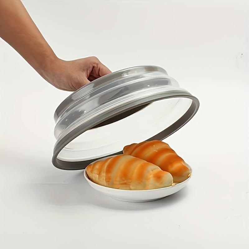 Cache-Micro-Ondes Pliant Ventilé Rond avec Poignée, Filtre Alimentaire Lavable, Ustensile Cuisine