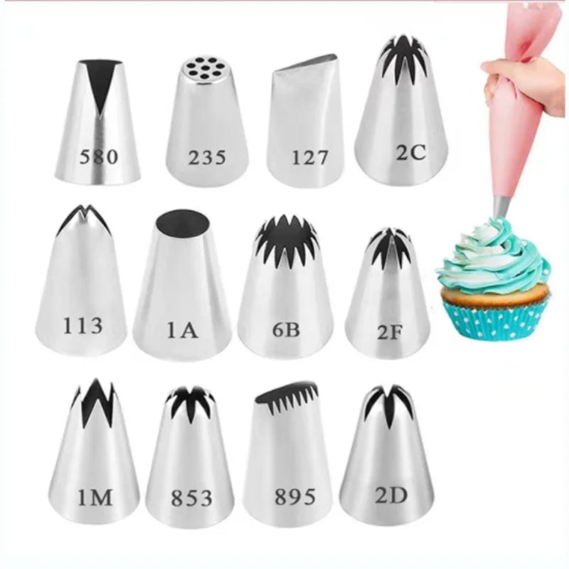 Ensemble Douilles &amp; Poche à Douille en Silicone pour Cake Design douillepoche