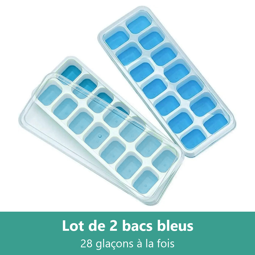 Lot de 2 bacs à glaçons bleus