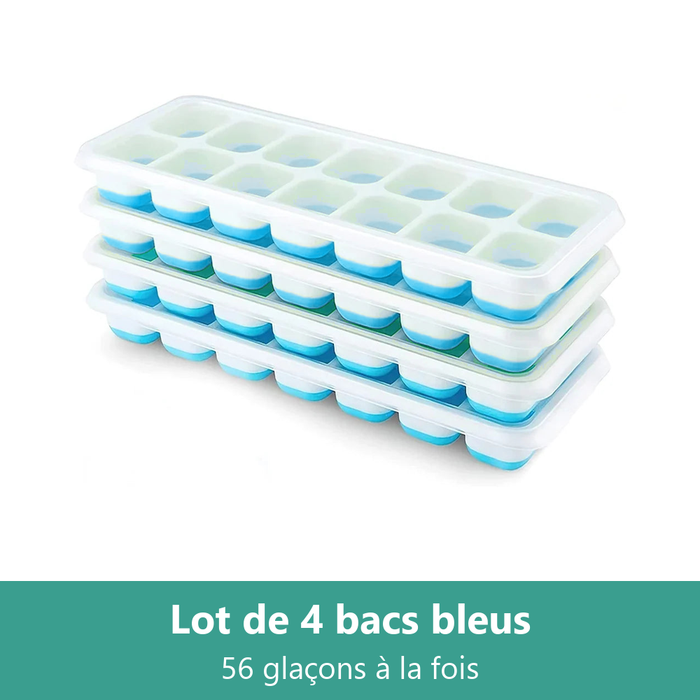 Lot de 4 bacs à glaçons bleus