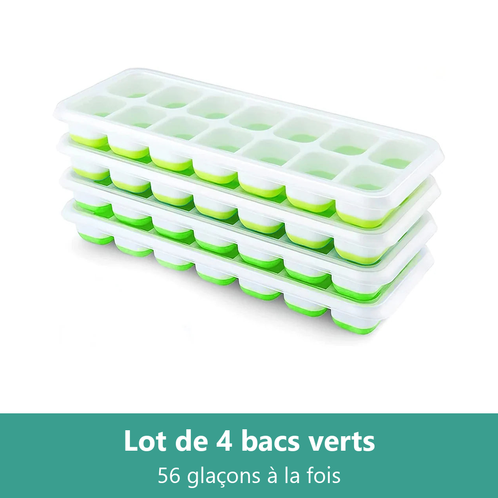Lot de 4 bacs à glaçons verts