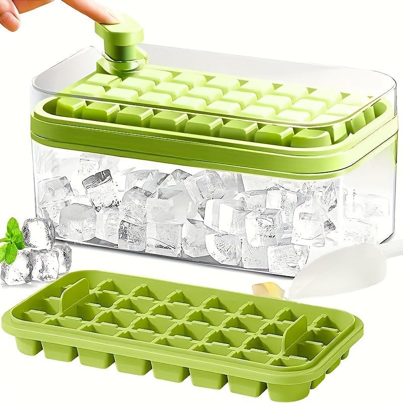 Lot de 2 bacs à glaçons - 64 compartiments - avec couvercle & bac de rangement bac à glaçons