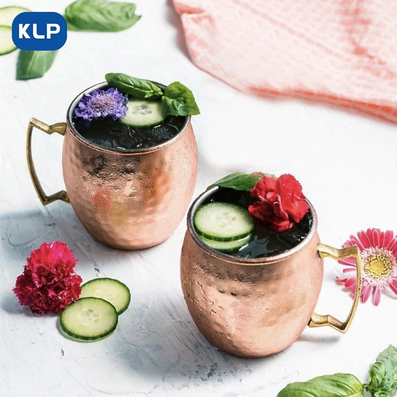 Lot de 2 Mugs Moscow Mule en Acier Inoxydable Plaqué Or Rose - Cadeau Bar (16.9 oz)