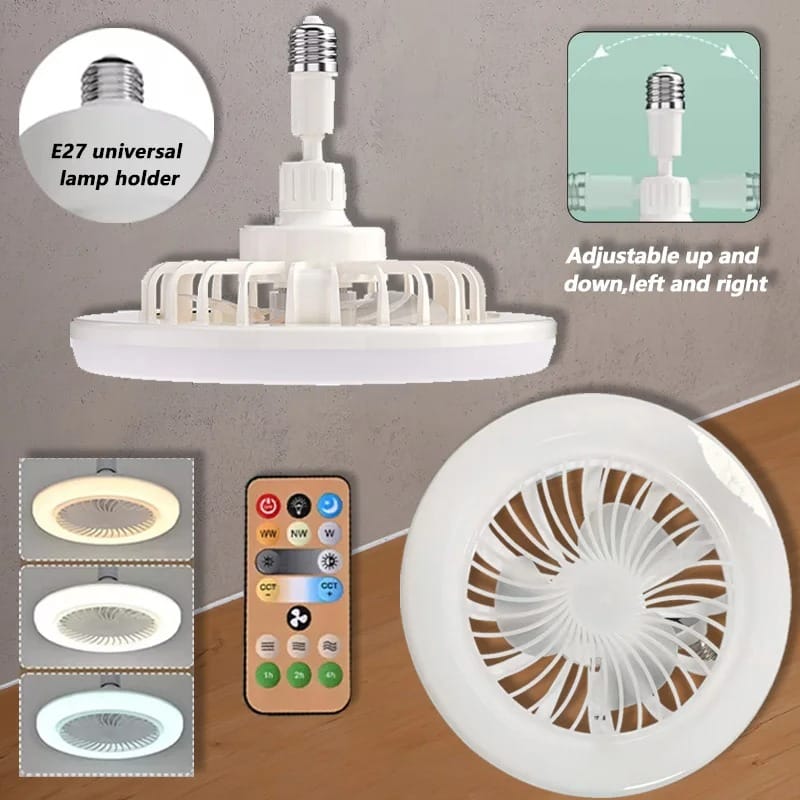 Ventilateur de plafond à base E27 orientable haut, bas, gauche et droite