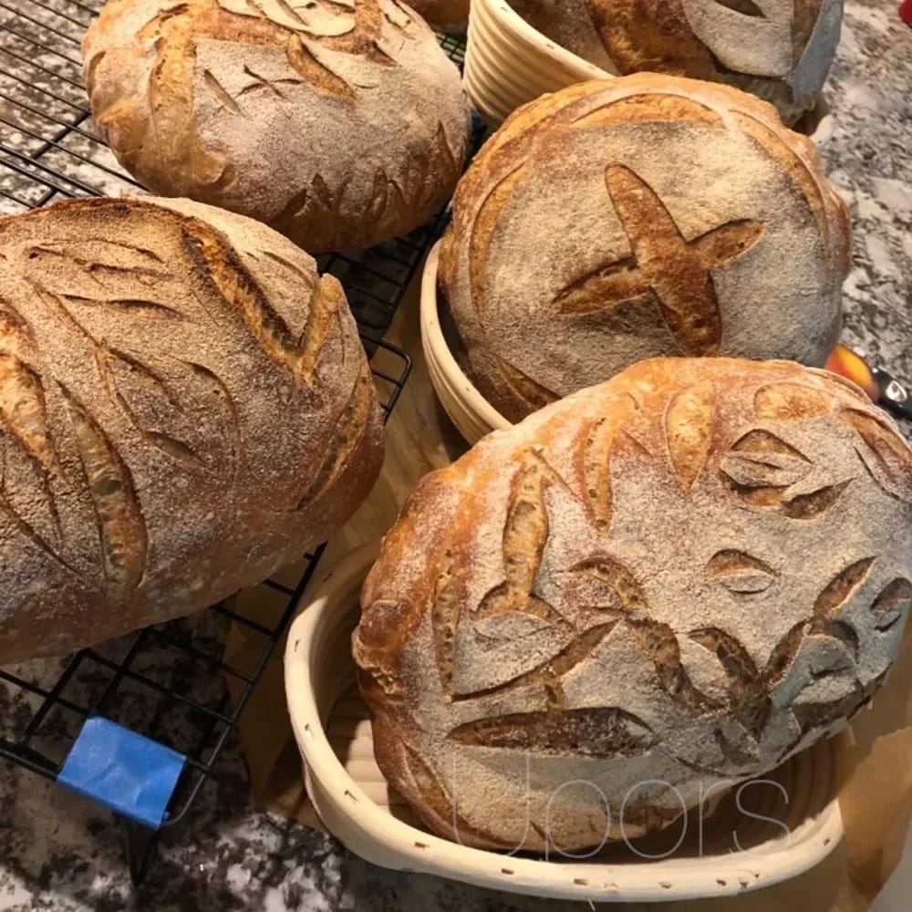 Panier de fermentation en rotin (lot de 2) – Banneton artisanal avec doublure en lin