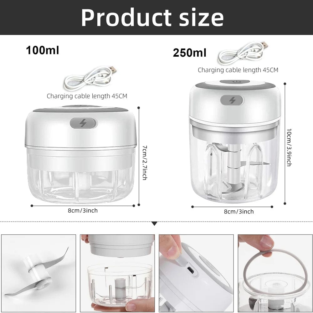 Mini Hachoir Électrique pour l'Ail et les Légumes - Broyeur USB Portable &amp; sans Fil Hachoirs à légumes