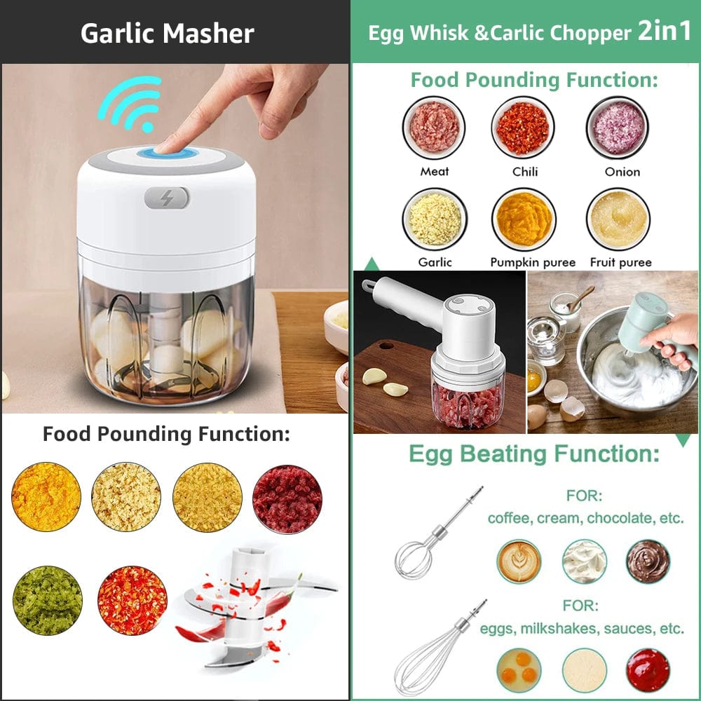 Mini Hachoir Électrique pour l'Ail et les Légumes - Broyeur USB Portable &amp; sans Fil Hachoirs à légumes