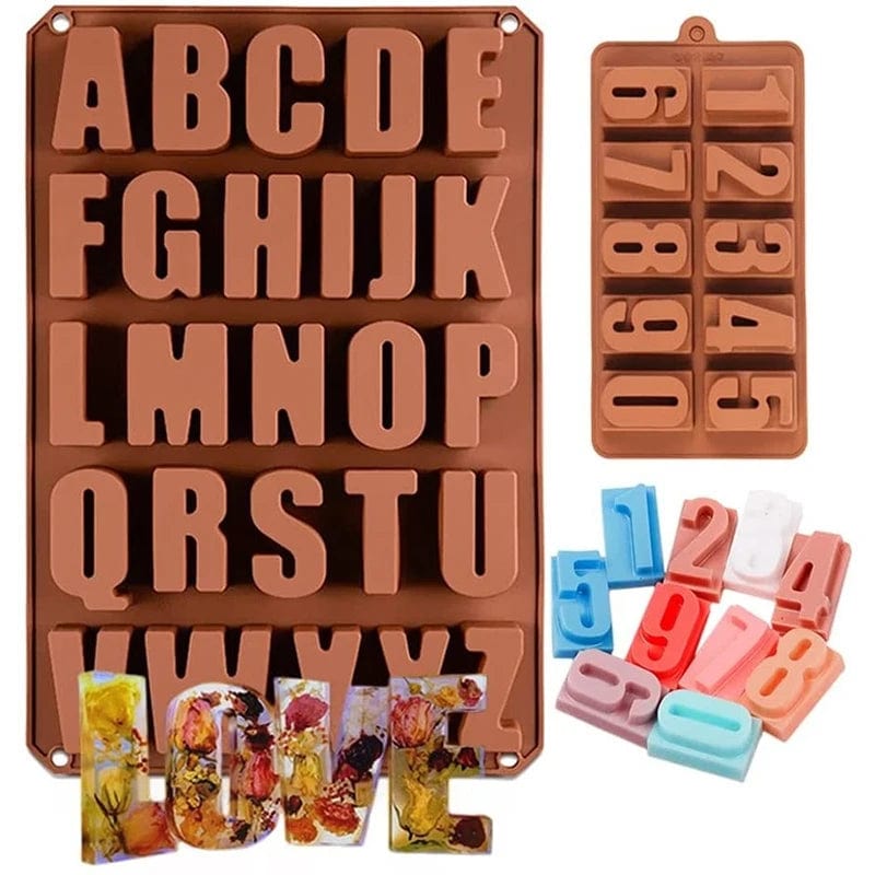 Moule à Chocolat Silicone - Lettres Alphabet 3D Moules à Chocolat