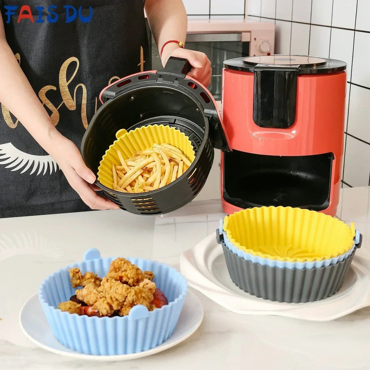 Panier de Cuisson en Silicone pour Friteuse sans Huile (19x22x6 cm) Friteuse sans Huile