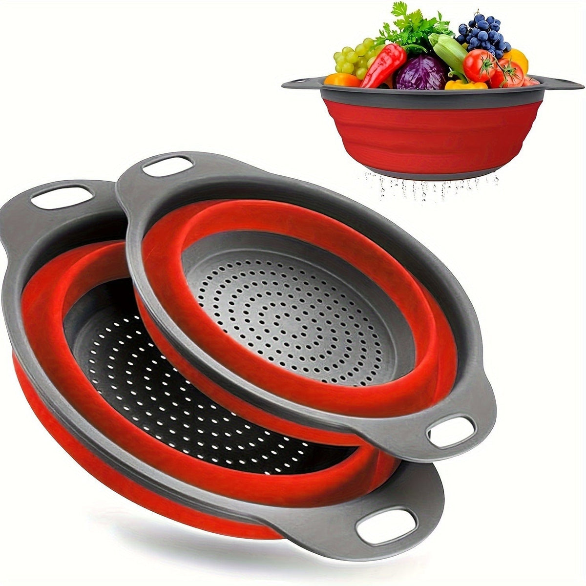 Passoire pliable dépliée et pliée à plat pour le rangement