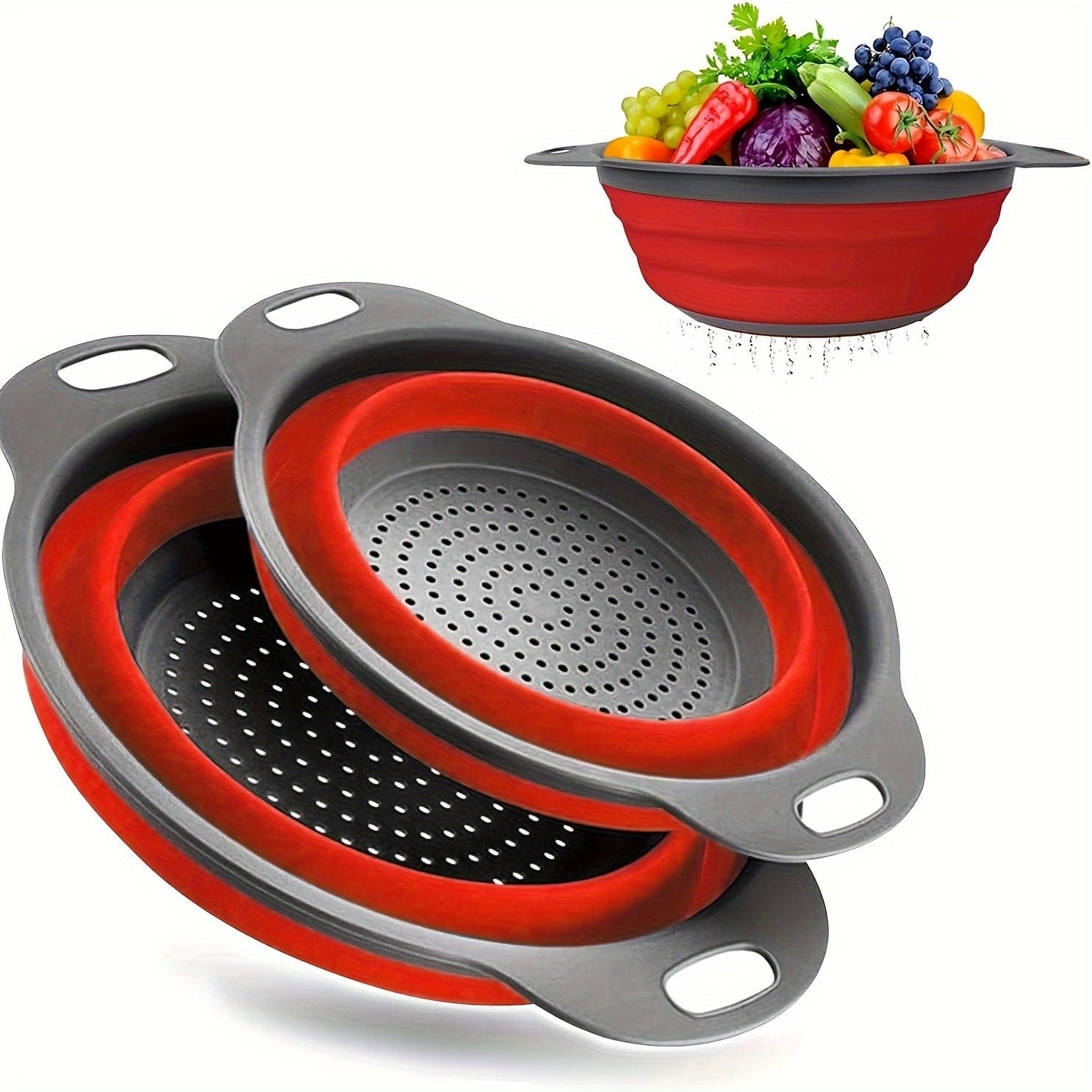 Passoire pliable dépliée et pliée à plat pour le rangement