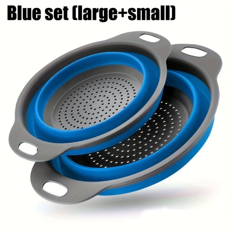 Lot de 2 passoires pliables bleues – petite et grande