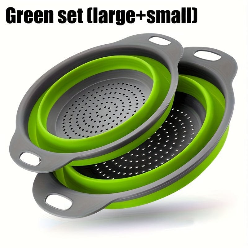 Lot de 2 passoires pliables vertes – petite et grande