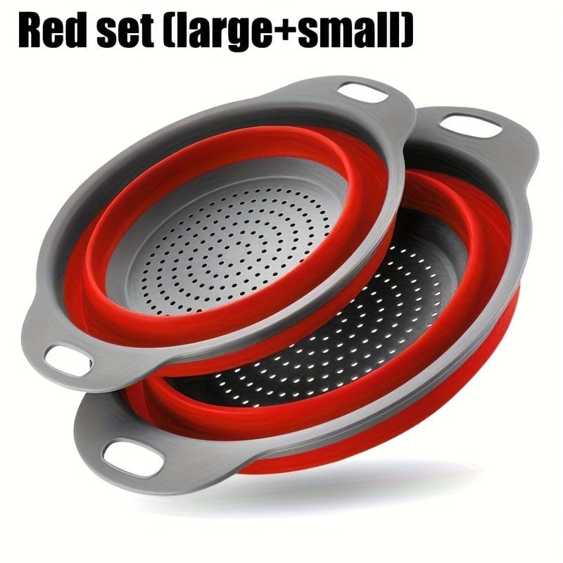 Lot de 2 passoires pliables rouges – petite et grande