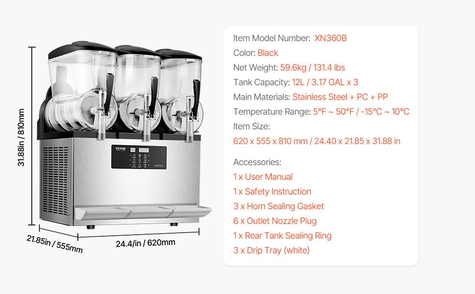 Machine à Granita Professionnelle 3×12 L — Triple Cuve, 144 Boissons machine a granita