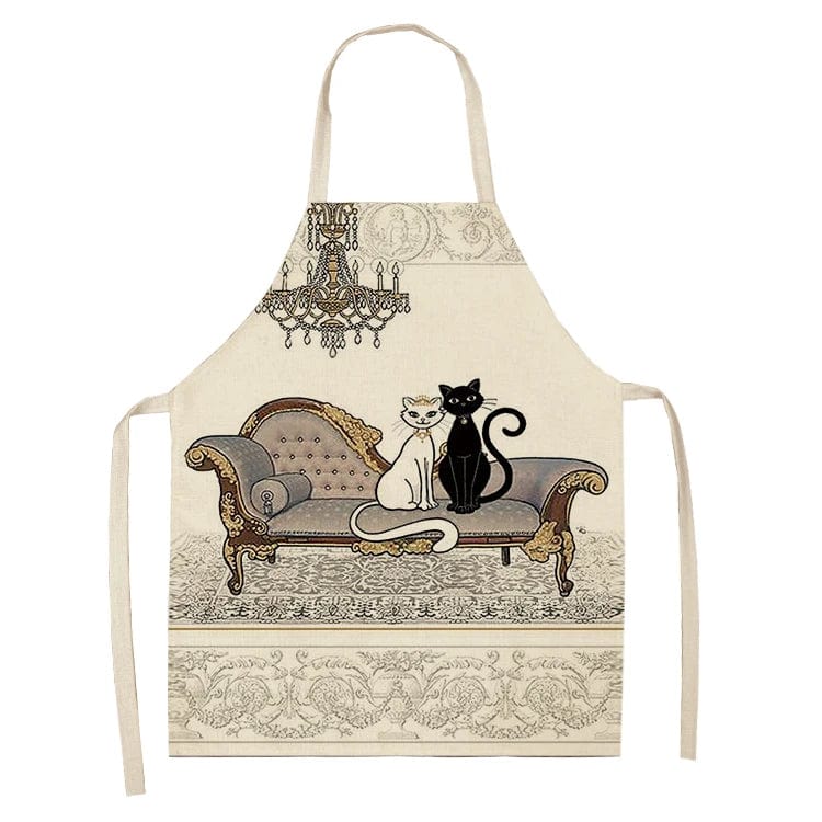 Tablier de Cuisine avec Impression de Chat Mignon, Lin Coton tablier