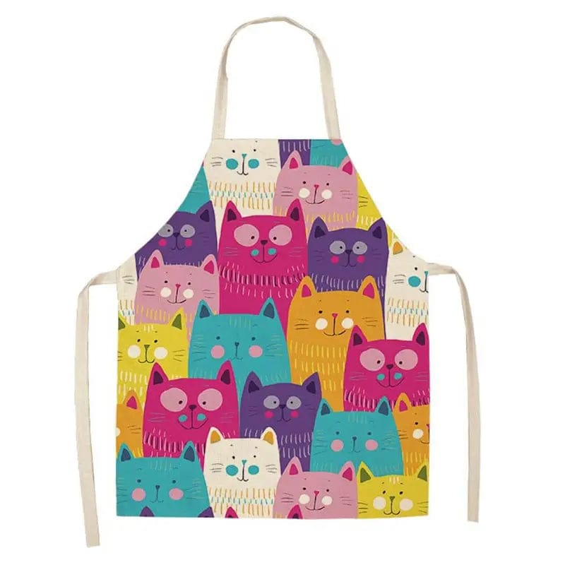 Tablier de Cuisine avec Impression de Chat Mignon, Lin Coton tablier
