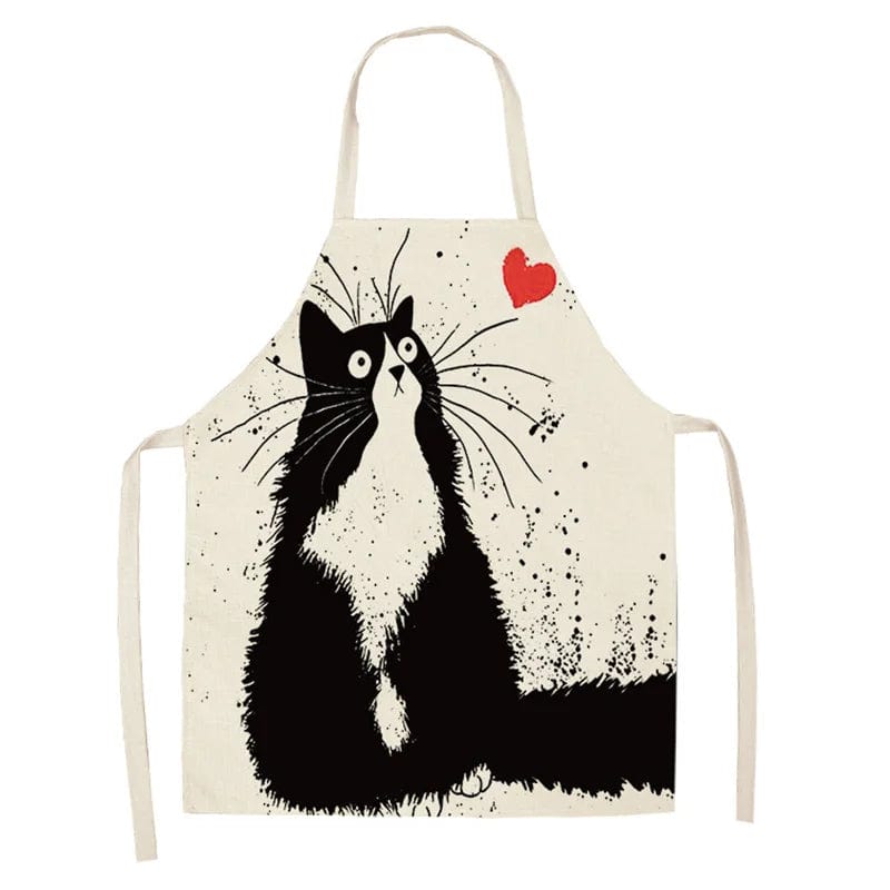 Tablier de Cuisine - Dessin de 2 Chats Amoureux tablier