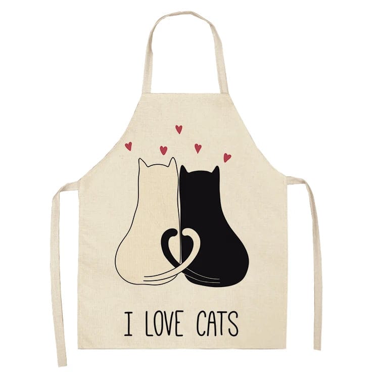 Tablier de Cuisine - Dessin de 2 Chats Amoureux tablier