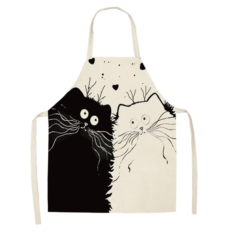 Tablier de Cuisine - Dessin de Chat noir Mystérieux tablier