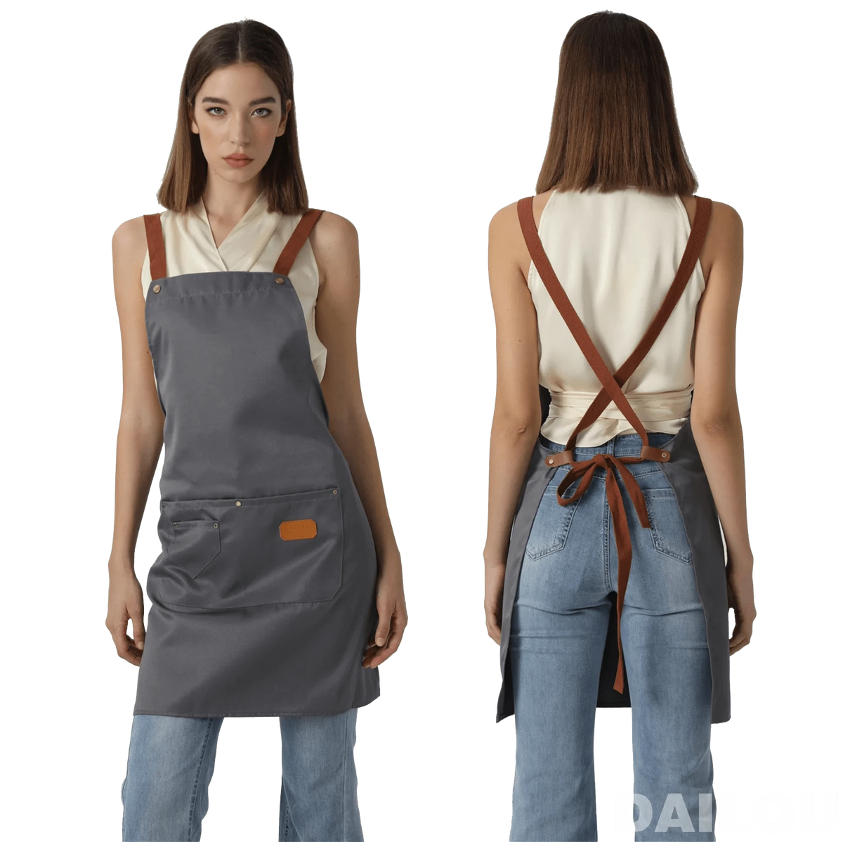 Tablier de cuisine rouge en non-tissé pour homme et femme - Bib Sleeveless Apron tablier