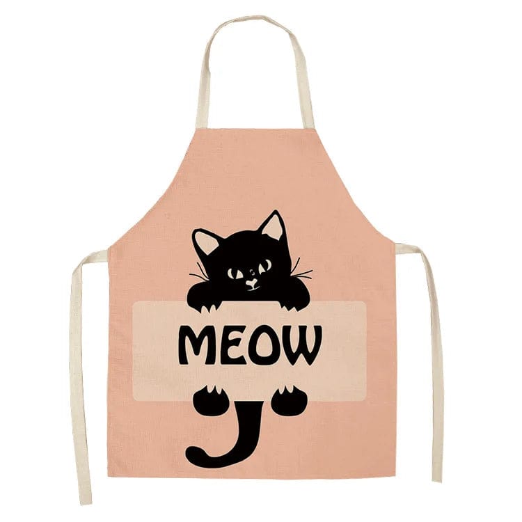 Tablier de cuisine sans manches avec impression de chat, lin coton tablier